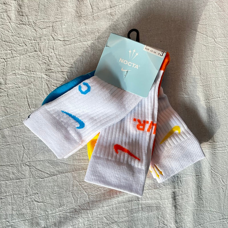 Nk NOCTA Crew Socks White Blue Orange