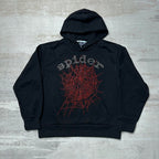 Sp5Der Rhinestone Logo Hoodie Black