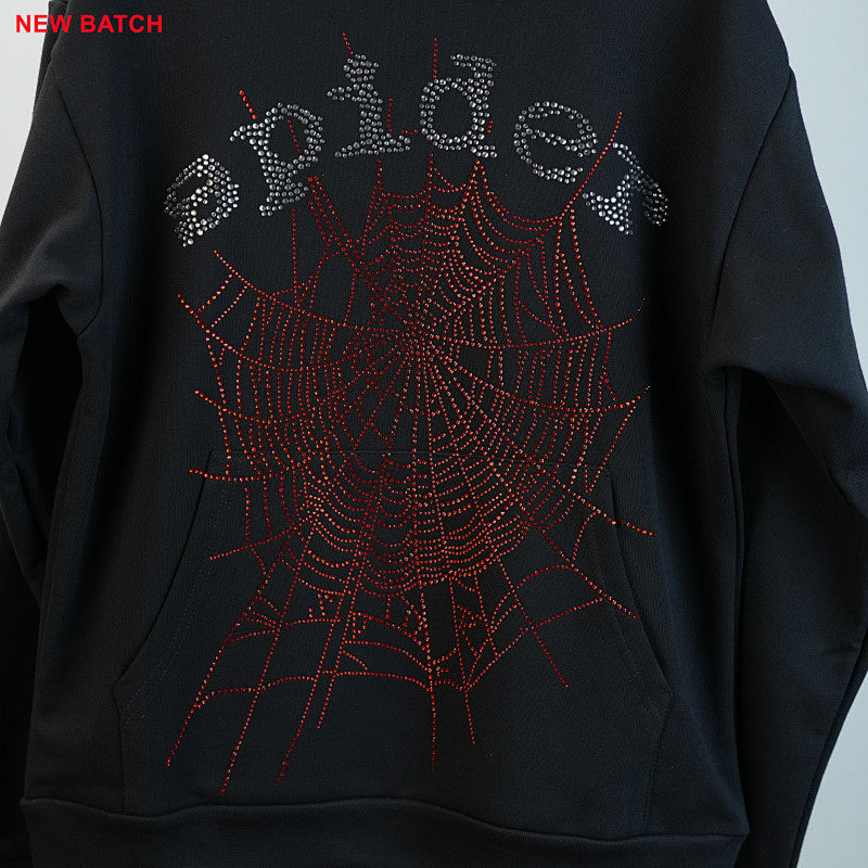 Sp5Der Rhinestone Logo Hoodie Black