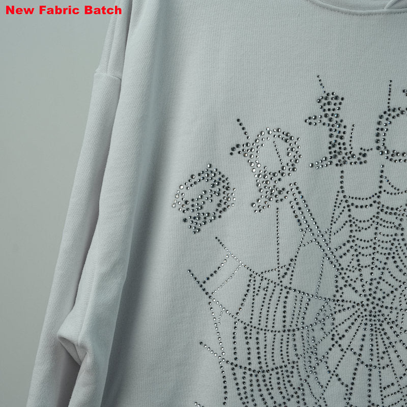Sp5Der Rhinestone Logo Hoodie White