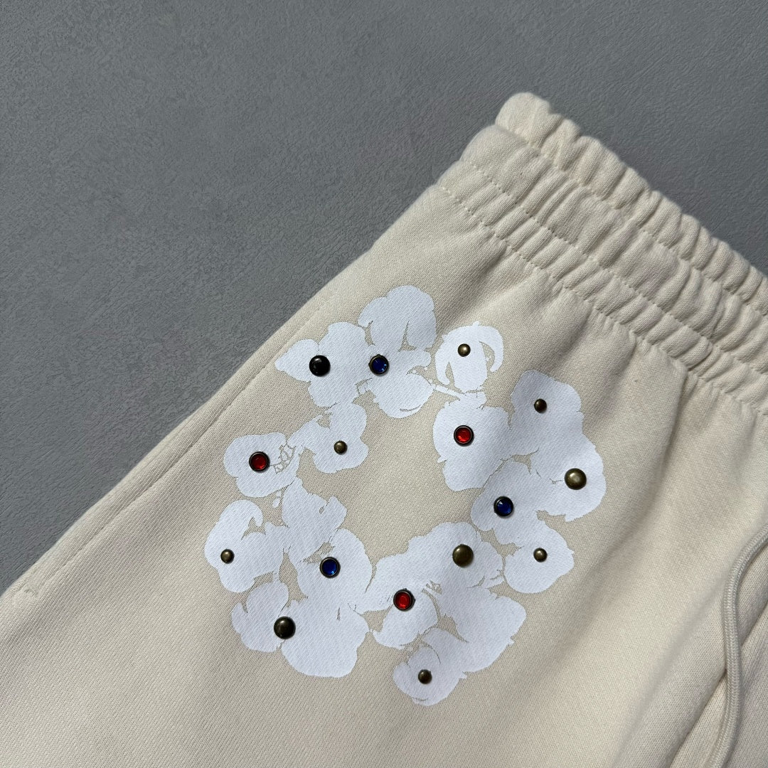 Rhinestone Cotton Wreath Zip Hoodie