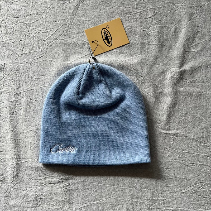 Chulez Knit Beanie - Light Blue/White