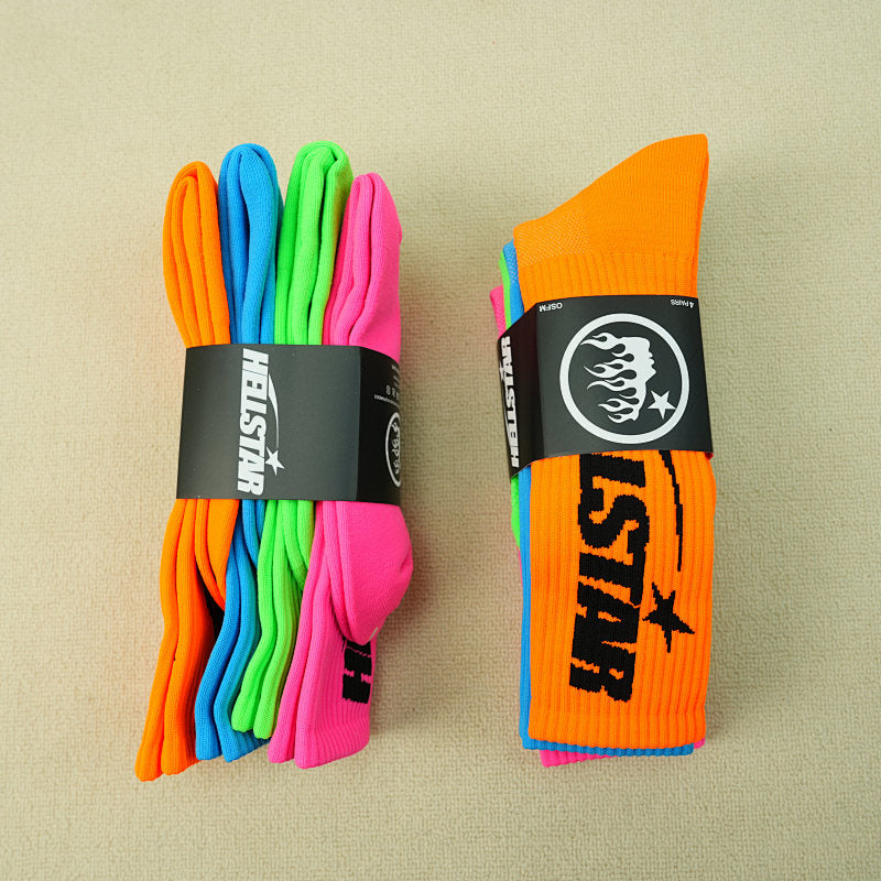 Hellstar Logo Socks （4 Pack） Neon