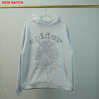 Sp5Der Rhinestone Logo Hoodie White
