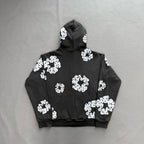 Rhinestone Cotton Wreath Zip Hoodie