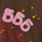 Sp5der Angel Number Hoodie Brown