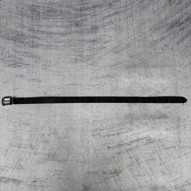 Unknown Brand Snakeskin-Embossed Belt - Black