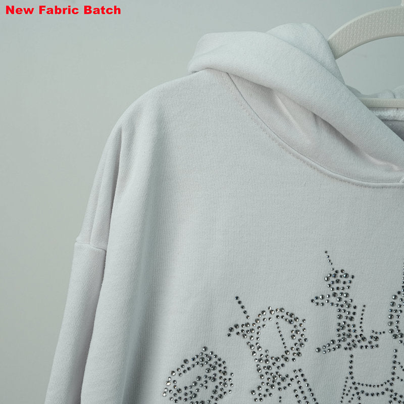 Sp5Der Rhinestone Logo Hoodie White