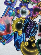 Neon Glow Aesthetic Sticker Pack Collection