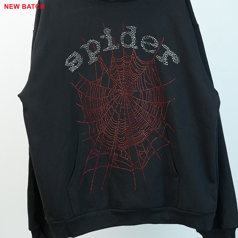 Sp5Der Rhinestone Logo Hoodie Black