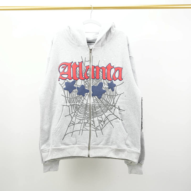 Sp5Der Atlanta Full Zip Hoodie Heather Grey