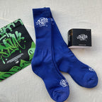 Blue Crew Socks with Graffiti Logo Twin Pack