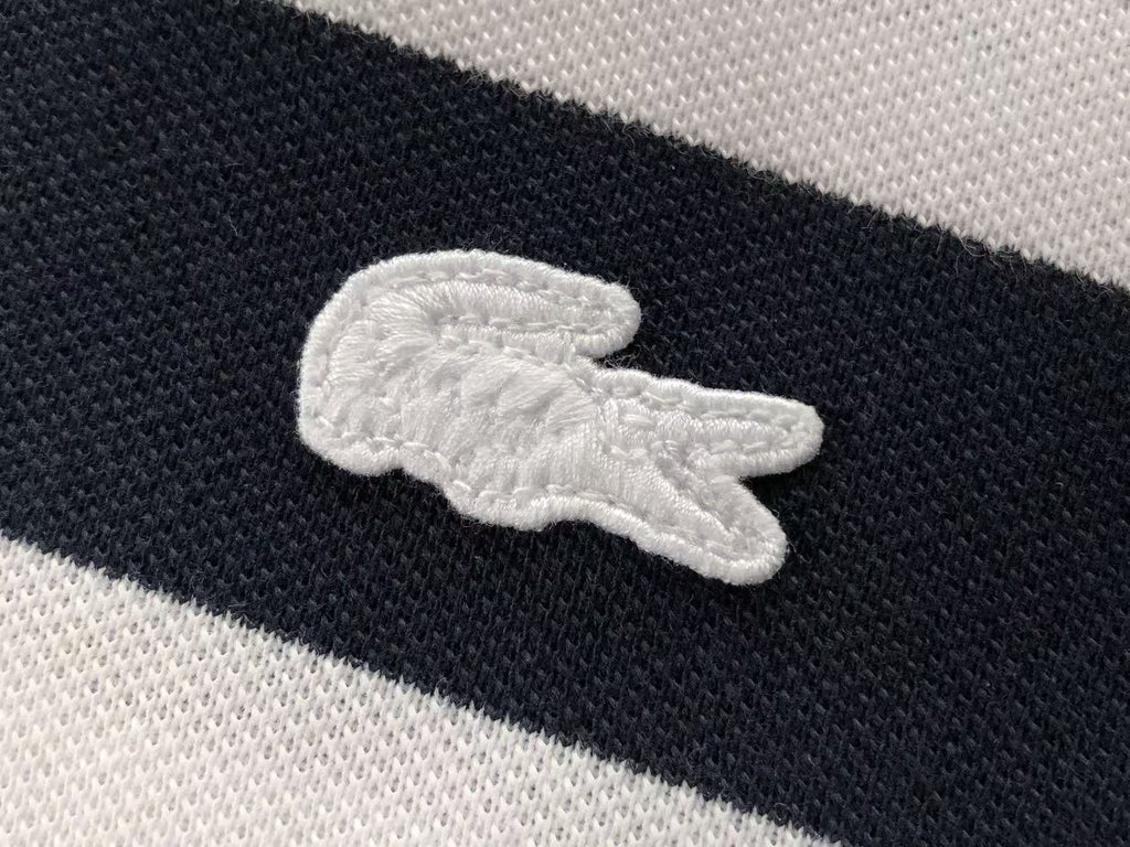 Lacoste Navy White Striped Polo Shirt