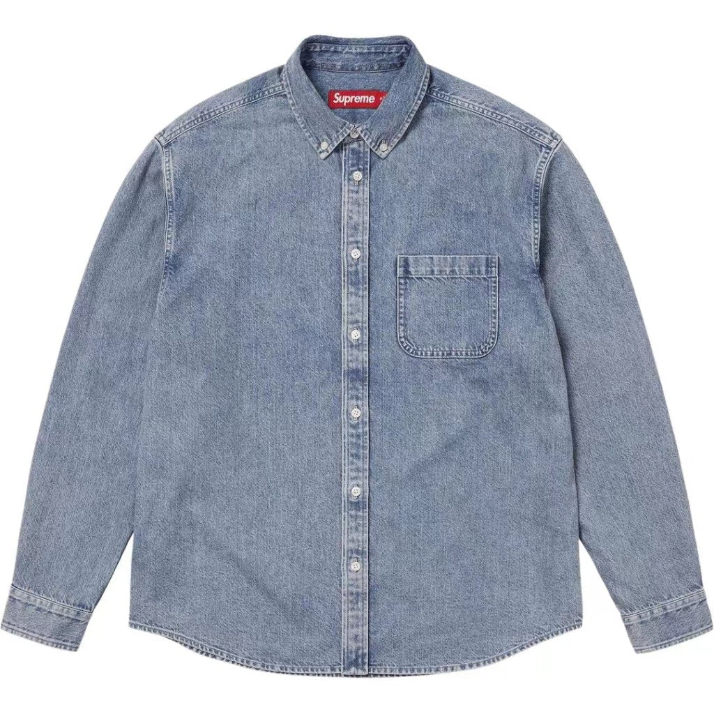 Supreme Gothic Logo Denim Button-Up Shirt