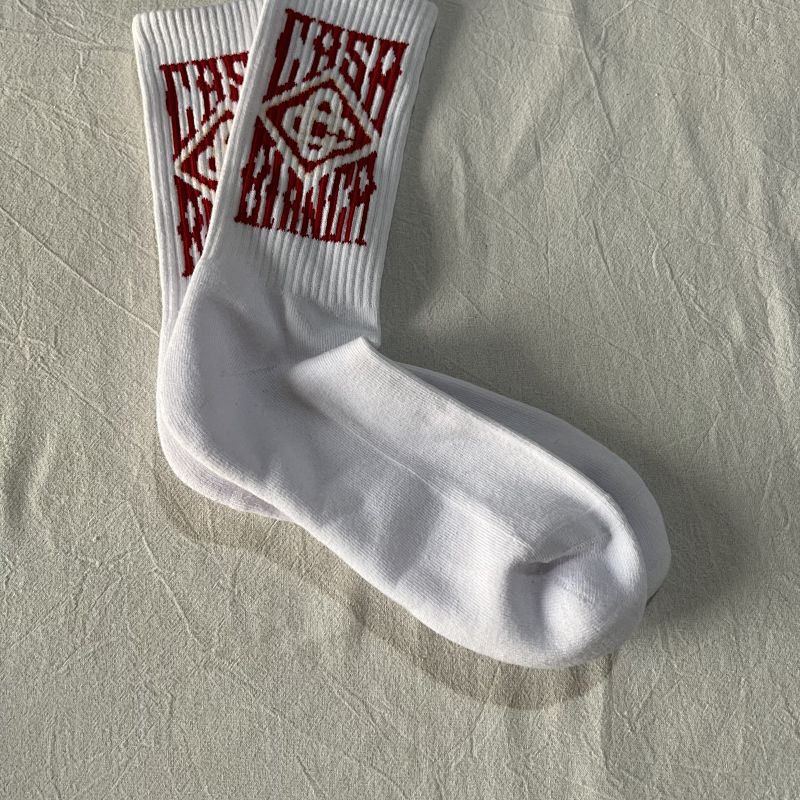 Casablanca Logo Crew Socks White Orange
