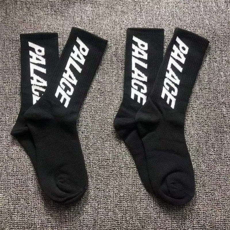 Palace Logo Crew Socks Black and White