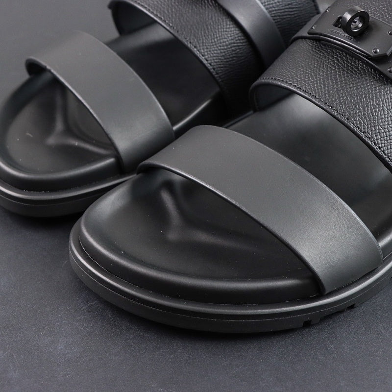 Hermes Extra Sandal - Black Epsom/Calfskin