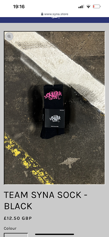Black Crew Socks with Pink Graffiti Logo