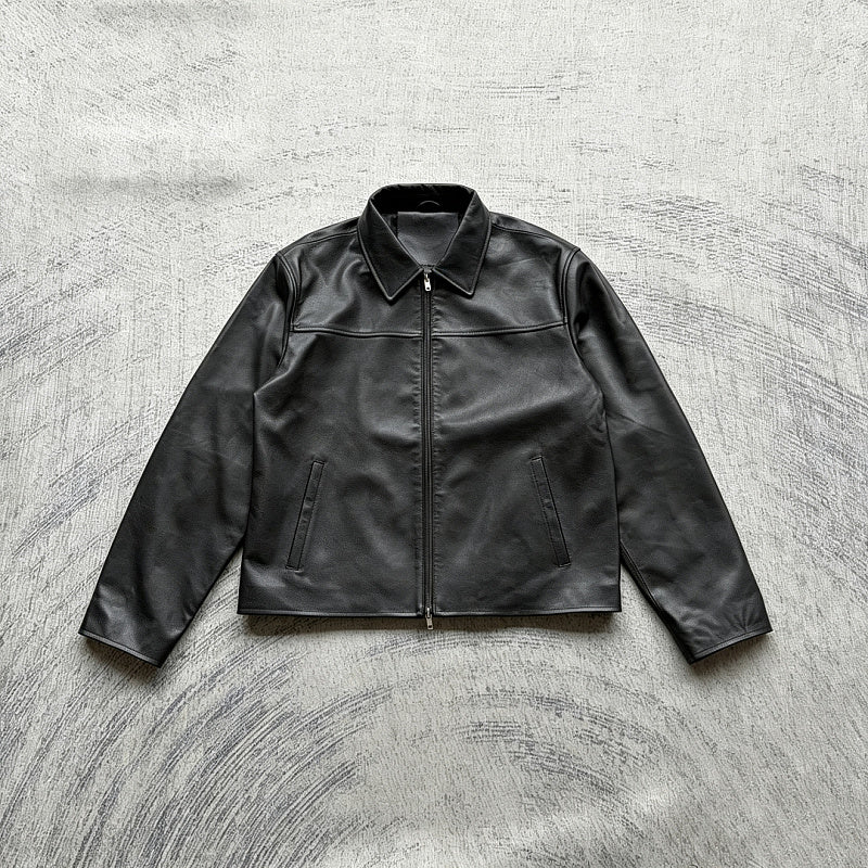Unknown Brand Black Leather/Nylon Hybrid Jacket