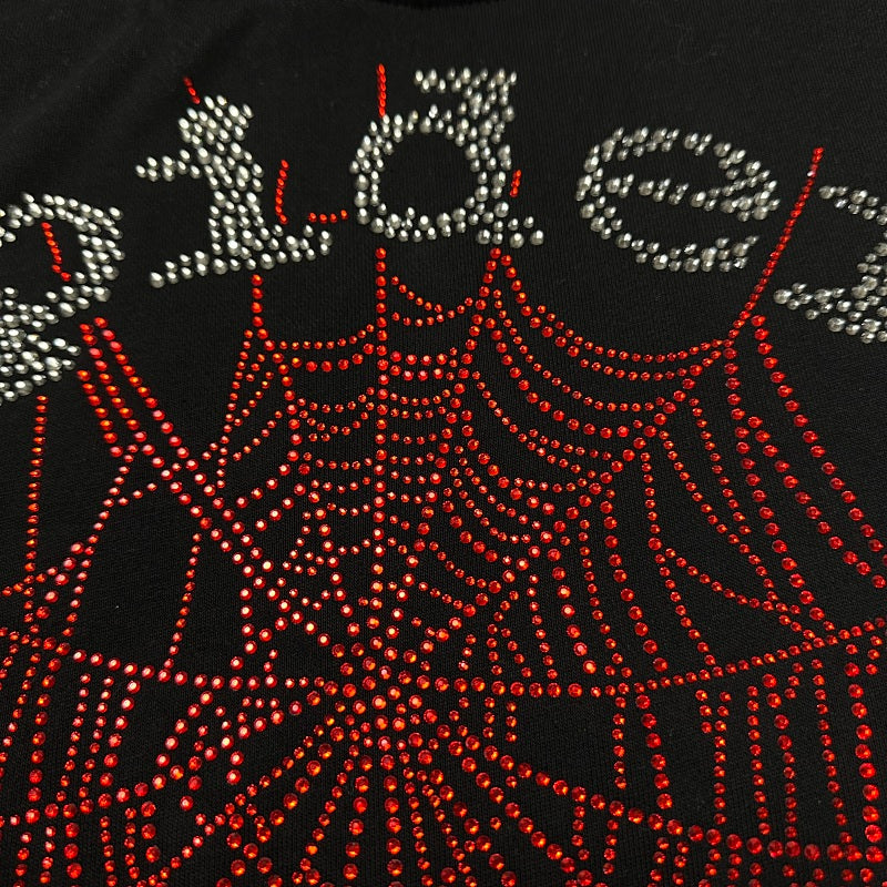 Sp5Der Rhinestone Logo Hoodie Black