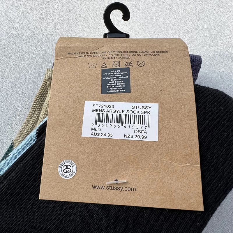 Argyle Pattern Crew Socks 3-Pack