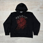 Sp5Der Rhinestone Logo Hoodie Black