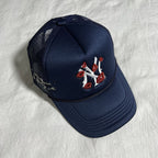 Navy Trucker Cap with NY Logo and Lips Embroidery
