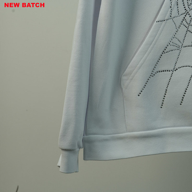 Sp5Der Rhinestone Logo Hoodie White