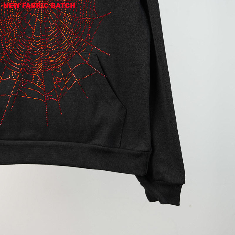 Sp5Der Rhinestone Logo Hoodie Black