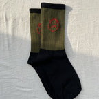 Color Block Crew Socks with Embroidered Face