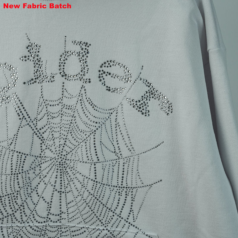 Sp5Der Rhinestone Logo Hoodie White