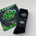 Black Crew Socks with Graffiti Logo Twin Pack