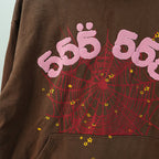 Sp5der Angel Number Hoodie Brown