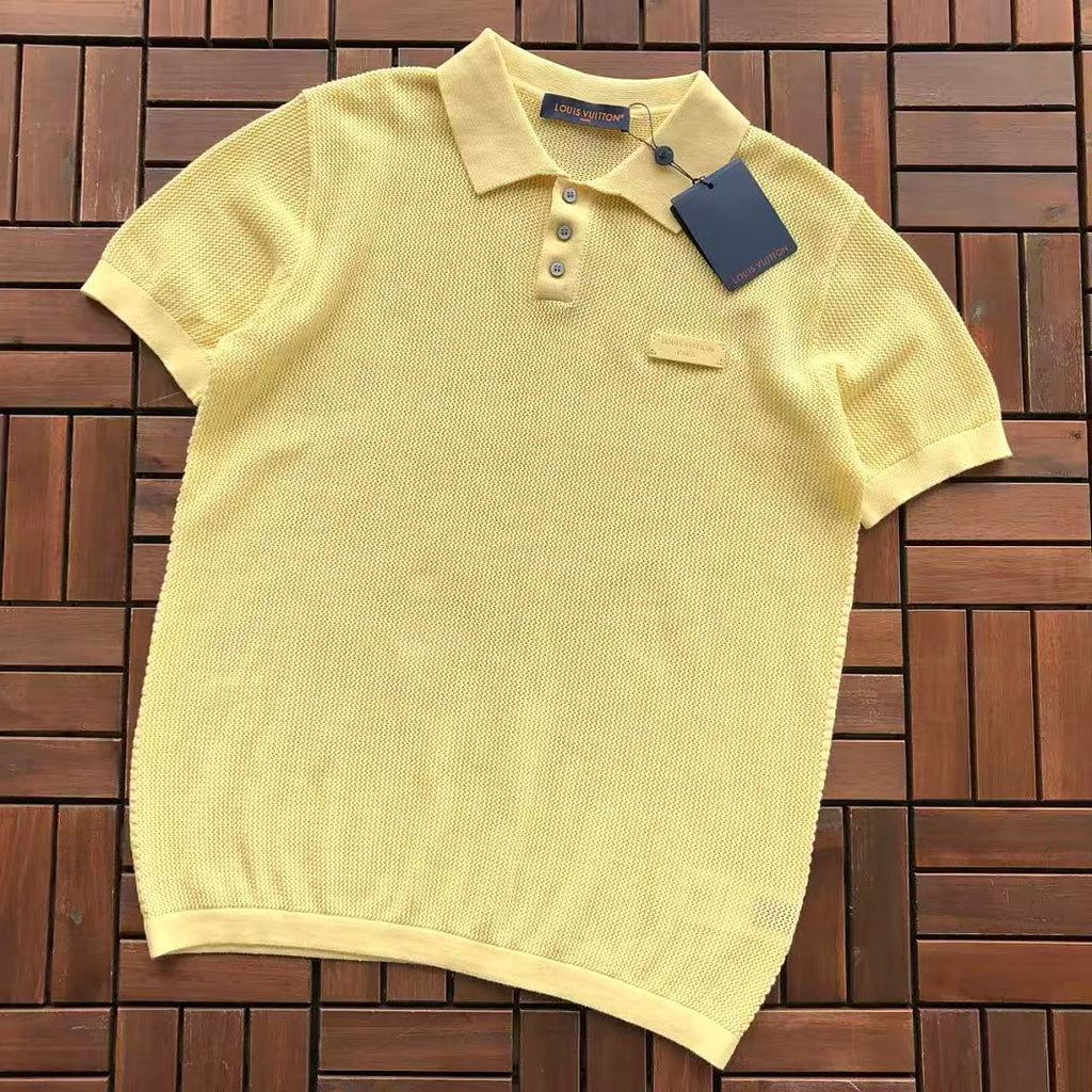 Yellow Knit Short-Sleeve Polo Shirt