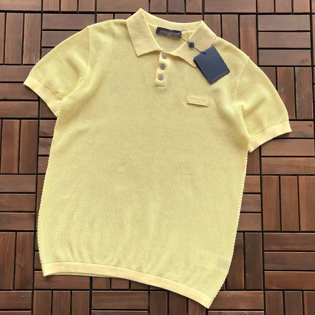 Yellow Knit Short-Sleeve Polo Shirt