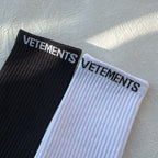 VETEMENTS Ribbed Crew Socks Black White