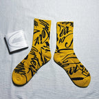 Tiger Print Crew Socks - Yellow/Black