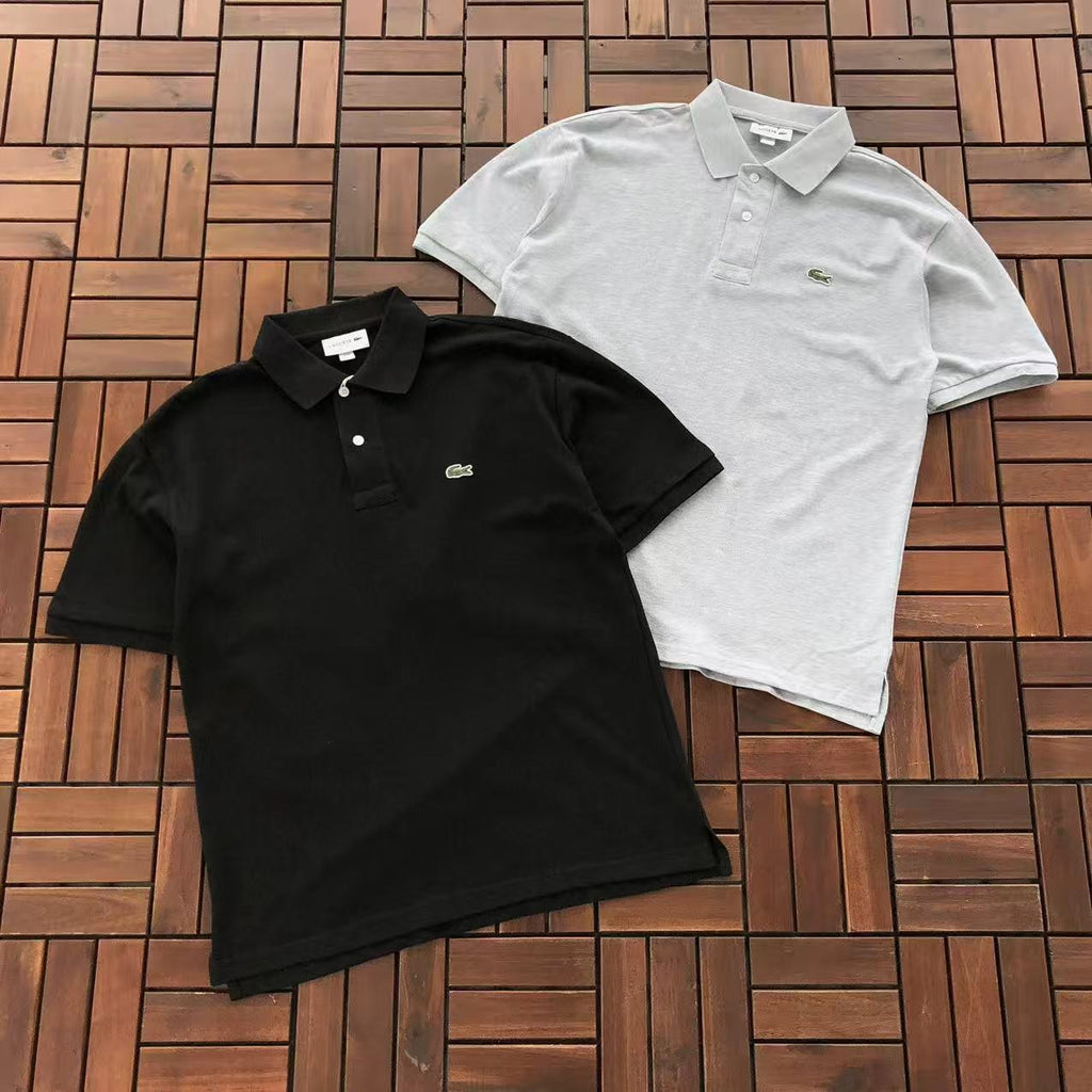 Lacoste Black Grey Slim-Fit Polo Shirt