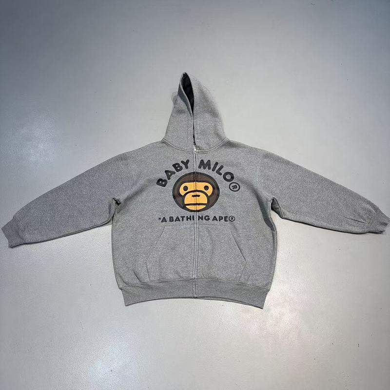 A Bathing Ape BAPE Baby Milo Multi-Patch Pullover Hoodie - Grey
