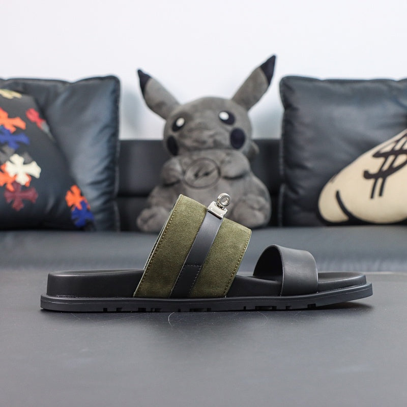 Hermes Extra Sandal - Kaki/Noir