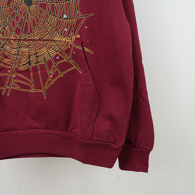 Sp5der Logo Hoodie Maroon