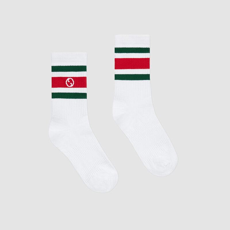 Gucci Crew Socks 4-Pack - White/Black/Red/Green
