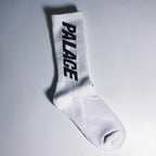 Palace Logo Crew Socks Black and White