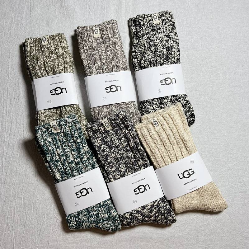 UGG Chunky Knit Crew Socks - Cream/Green/Teal/Gray/Brown