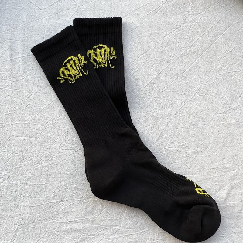 Black Crew Socks with Graffiti Logo Twin Pack