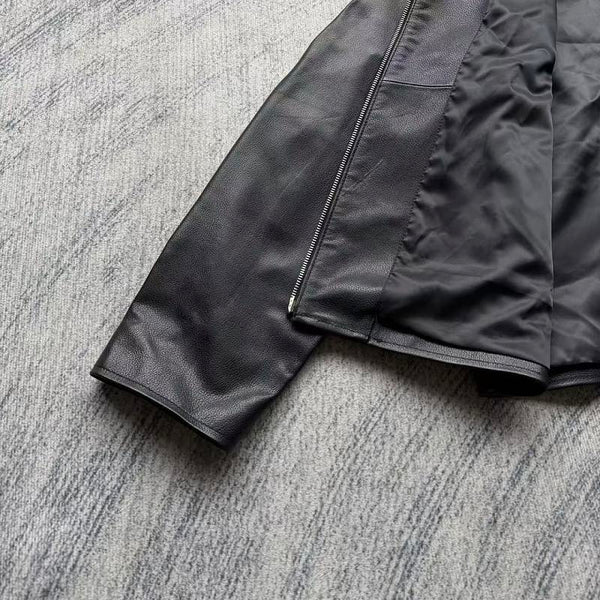 Black Leather/Nylon Hybrid Jacket