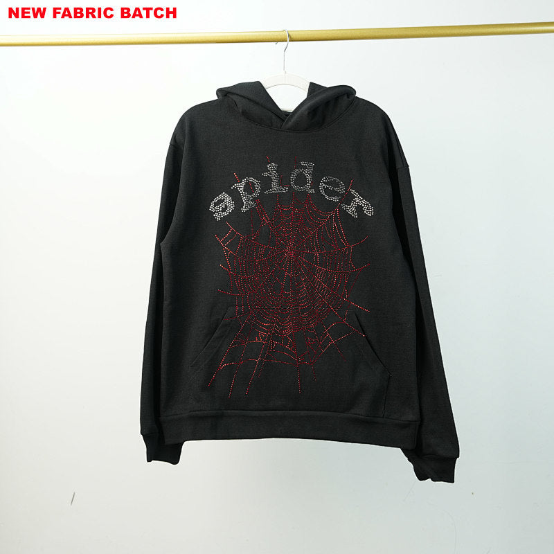 Sp5Der Rhinestone Logo Hoodie Black