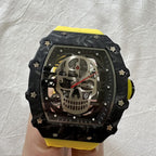 Skull Skeleton Dial Transparent Mechanical Watch with Rubber Strap