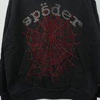 Sp5Der Rhinestone Og Web V2 Hoodie Black