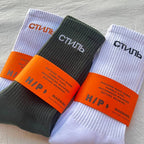 Heron Preston Crew Socks - Black/Gray/Orange